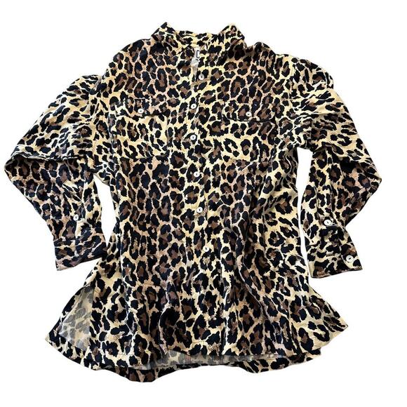 VTG 90s 100% Silk Clio Women's Button Up Leopard Blouse Size Medium - Picture 2 of 5